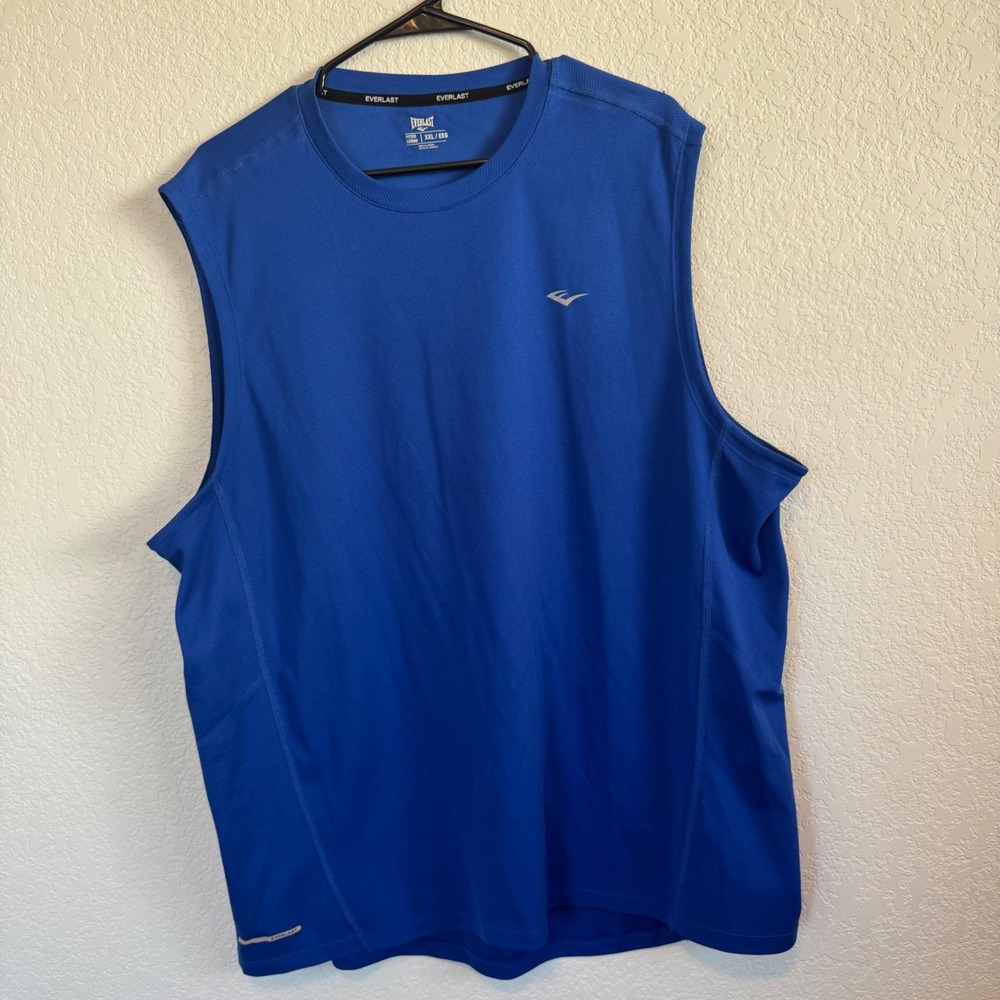 Everlast Muscle Tee Men XXL Blue Fitted Sleeveless Athletic Workout Shirt